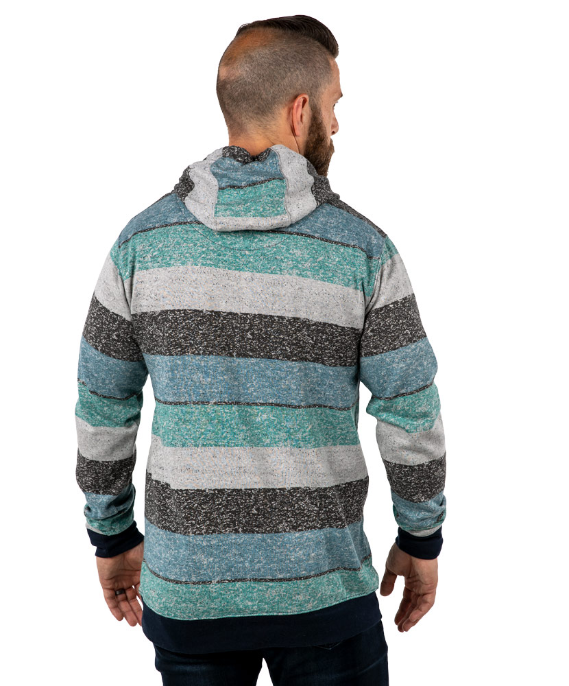 Unisex Striped Fleece Hooded Sweatshirt